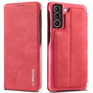 Voor Samsung Galaxy S21 FE LC.IMEEKE Hon Ancient Series Horizontale Flip Lederen Hoesje met Houder &Amp; Kaart slot (Rood)