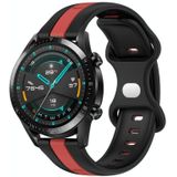 Voor Huawei Watch GT2 42 mm 20 mm vlindergesp tweekleurige siliconen horlogeband (zwart + rood)