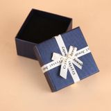 10 STUKS Bowknot Sieraden Gift Box Vierkante Sieraden Papieren Verpakking Doos  Specificatie: 8x8x4.5cm (Donkerblauw)