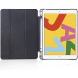 Voor iPad 10 2 inch 3-vouwend horizontaal flip pu leder + schokbestendige TPU-kast met houder & pensleuf(zwart)