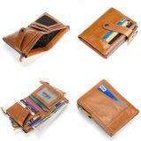 TP-196 Multifunctionele Retro Cowhide Leder Meerdere Card Slots Dubbele rits RFID Wallet (Bruin)