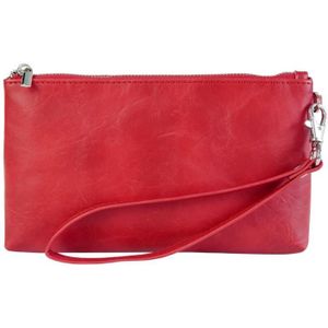 6 inch eenvoudige retro lederen clutch met ritssluiting