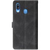 Voor Samsung Galaxy A40 Stitching Skin Feel magnetische gesp horizontale flip PU lederen hoesje met houder en kaart slots &portemonnee (zwart)