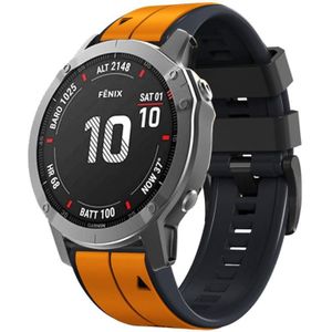 Voor Garmin Tactix 7 22mm siliconen sport tweekleurige horlogeband (oranje + zwart)