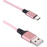 1m 2A Output USB naar USB-C / Type-C Nylon weven stijl Data Sync opladen kabel  voor Galaxy S8 & S8 PLUS / LG G6 / Huawei P10 & P10 Plus / Xiaomi Mi 6 & Max 2 en andere Smartphones(Pink)