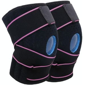 2 PCS Sports Band Compression Silicone Knee Pads Running Sports Cycling Knee Pads (Zwart Roze)