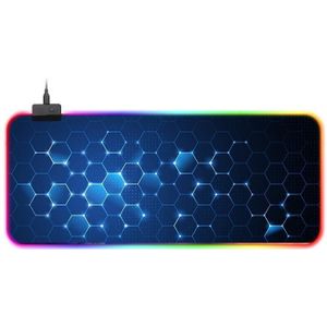 Rubber Gaming Waterproof RGB Lichtgevende muismat met 14 soorten lichteffecten  grootte: 800 x 300 x 4mm (Honingraat)