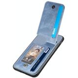Voor iPhone 7 Plus / 8 Plus Koolstofvezel Verticale Flip Rits Telefoon Case(Blauw)