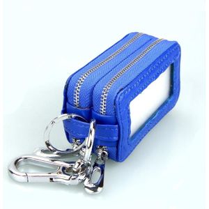 9075 Universal Crocodile Texture Genuine Leather Double Zipper Car Key Case(Blue)