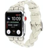 Voor Apple Watch Series 6 & SE & 5 & 4 44mm / 3 & 2 & 1 42mm Ledweven Single Loop Horloge Polsbandje(Wit)