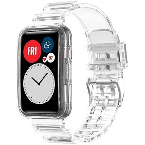 Voor Huawei Watch Fit 2 Gentegreerde transparante siliconen horlogeband (transparant wit)