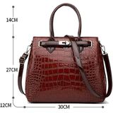 T5056 2 in 1 krokodil pattern patent lederen diagonale handtassen groot-capaciteit single-schoudertas (wijn rood)