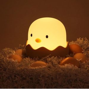 3W Eggshell Chicken Silicone Night Light USB Opladen LED Smart Sensor Kinderen Bedside Lamp (Geel Licht)