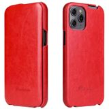 Fierre Shann Retro Olie Wax Textuur Verticale Flip PU Lederen Case voor iPhone 12 mini(Rood)