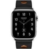 Voor Apple Watch Series 5 & 4 40mm / 3 & 2 & 1 38mm Leder Drie gaten vervangende band Horlogeband(Zwart)