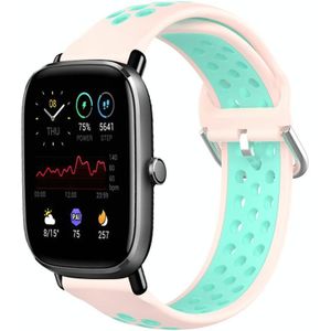 Voor Amazfit GTS 2 Mini 20 mm geperforeerde ademende sport siliconen horlogeband (roze + watereend)