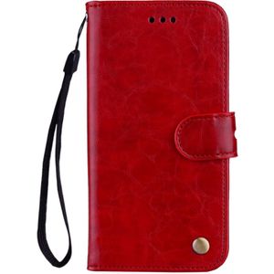 Voor Galaxy A8 (2018) Business stijl olie Wax textuur horizontale Flip lederen draagtas met houder & kaartsleuven & portemonnee (rood)