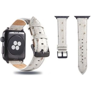 Struisvogel huid textuur echte lederen polshorloge band voor Apple Watch Series 3 & 2 > 1 38mm (wit)