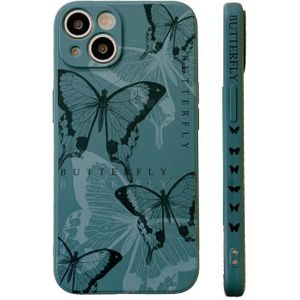 Voor iPhone 14 zijpatroon Magic TPU-telefoonhoes (groene vlinders)