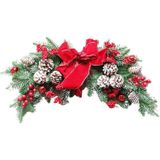 SYWA44 Kerstmis rode zijde ornament PE witte pine fruit kerstkrans (70cm hoorns)
