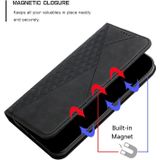 For Samsung Galaxy A02 / M02 Diamond Pattern Splicing Skin Feel Magnetic Horizontal Flip Leather Case with Card Slots & Holder & Wallet(Black)