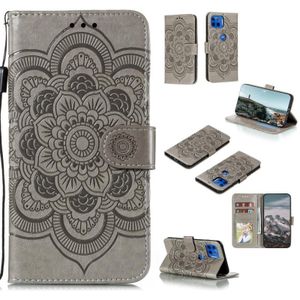 Voor Motorola Moto G 5G Plus Mandala Relif Patroon Horizontaal Flip PU Lederen Hoes met Holder & Card Slots & Walle & Lanyard(Grijs)