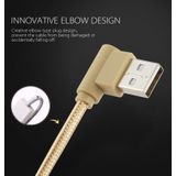25cm USB to Micro USB Nylon golf Style Double Elbow laad Kabel  Voor Samsung / Huawei / Xiaomi / Meizu / LG / HTC en Other Smartphones (Goud)