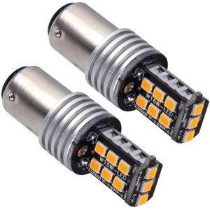 2 stk 1157/Ba15d 3W 15 SMD-3528-LEDs auto beurt licht  DC 12V(Yellow Light)