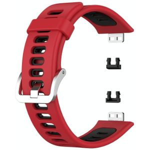 Voor Huawei Watch Fit tweekleurige siliconen vervangende riem watchband (rood + zwart)