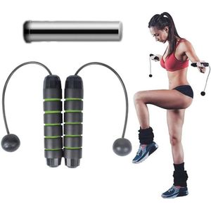 2 Stks Indoor Ropeless Skipping Fitness Oefening Gewicht Touw (Zwart Groen + Gewicht)