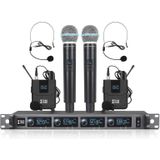 XTUGA A140-HB draadloos microfoonsysteem 4-kanaals handheld lavalier-headsetmicrofoon (EU-stekker)