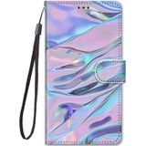 Voor Samsung Galaxy A8 2018 Coloured Drawing Cross Texture Horizontale Flip PU Lederen case met Holder & Card Slots & Wallet & Lanyard (Fluorescerend waterpatroon)