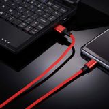 1m 2A Output USB naar USB-C / Type-C Nylon weven stijl Data Sync opladen kabel  voor Galaxy S8 & S8 PLUS / LG G6 / Huawei P10 & P10 Plus / Xiaomi Mi 6 & Max 2 en andere Smartphones(Red)