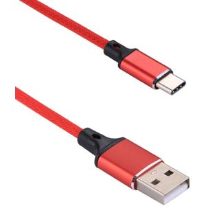 1m 2A Output USB naar USB-C / Type-C Nylon weven stijl Data Sync opladen kabel  voor Galaxy S8 & S8 PLUS / LG G6 / Huawei P10 & P10 Plus / Xiaomi Mi 6 & Max 2 en andere Smartphones(Red)