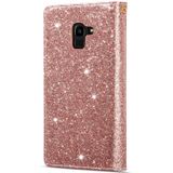 Voor Samsung Galaxy J6 (2018) Multi-card Slots Starry Sky Laser Carving Glitter Zipper Horizontale Flip Lederen Case met Holder & Wallet & Lanyard(Rose Gold)