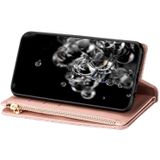 Voor Samsung Galaxy J6 (2018) Multi-card Slots Starry Sky Laser Carving Glitter Zipper Horizontale Flip Lederen Case met Holder & Wallet & Lanyard(Rose Gold)