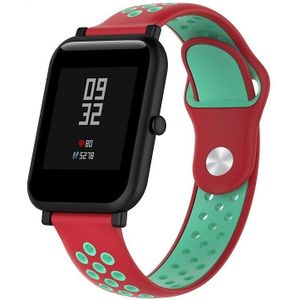 Dubbele kleur siliconen sport polsband voor Huawei horloge serie 1 18mm (koraal rood + mintgroen)