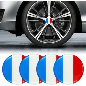 4 STKS auto-styling Frankrijk vlag patroon metalen wiel hub decoratieve sticker  diameter: 5.8 cm