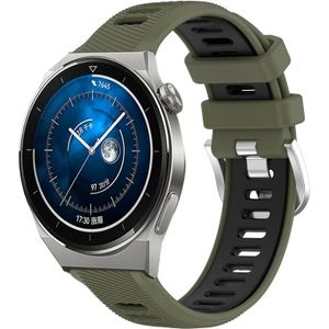 Voor Huawei Watch GT3 Pro 43 mm 20 mm sport tweekleurige stalen gesp siliconen horlogeband (legergroen + zwart)