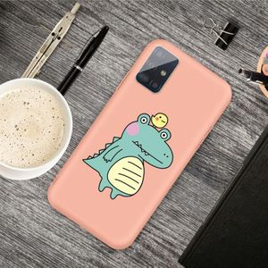 Voor Galaxy A71 Cartoon Dier patroon schokbestendige TPU beschermhoes (Oranje Krokodil vogel)