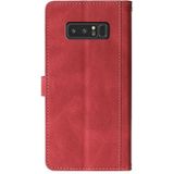 Voor Samsung Galaxy Note8 stitching huid voelen magnetische gesp horizontale flip PU lederen geval met houder en kaart slots &portemonnee (rood)