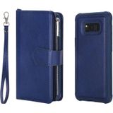 Voor Galaxy S8 Plus 2 in 1 Solid Color Zipper Shockproof Protective Case met Kaartsleuven & Beugel & Fotohouder & Wallet Functie(Blauw)