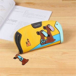 Cute Stitching Puppy Zipper Wallet Long Clutch Bag Ladies Wallet (Geel)