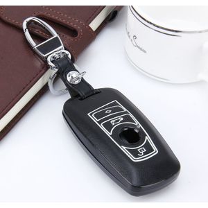 Auto Auto PU Leder Luminous Effect Key Ring Protection Cover voor BMW Series5/Series7(Zwart)