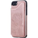 Voor iPhone 8 & 7 Cat Tree Embossing Pattern Shockproof Protective Case met Card Slots & Photo Frame & Holder(Rose Gold)