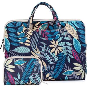 LSEN LS-116 Simple Laptop Bag Business Laptop Liner Tas  Grootte: 11.6 Inch (Canvas Kleurrijke bladeren Blauw)