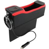 DERANFU multifunctionele auto belangrijkste drijvende positie Dual USB opladen digitale display opbergdoos Crevice water bekerhouder (zwart rood)