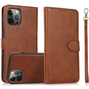 Calf Texture 2 in 1 Detachable Magnetic Back Cover Horizontal Flip Leather Case with Holder & Card Slots & Wallet & Photo Frame For iPhone 12 / 12 Pro(Brown)