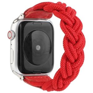 Elastische geweven horlogeband voor Apple Watch Series 6 & SE & 5 & 4 44mm / 3 & 2 & 1 42mm  Lengte:130mm(Rood)