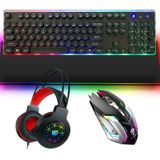 Pantsan LD-145 4 in 1 Lichtgevend Punk Gaming Keyboard + Mouse + Hoofdtelefoons + Muismat Set